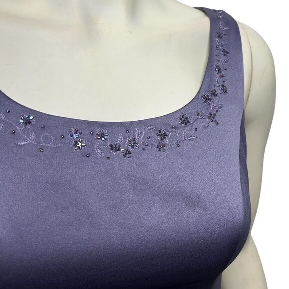 David’s Bridal Light Purple Sleeveless Maxi Dress Formal Bridesmaid Beaded Neck - Picture 3 of 13